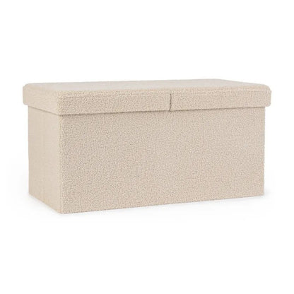 Puf contenedor Joris efecto bouclé beige 76x38x38 cm