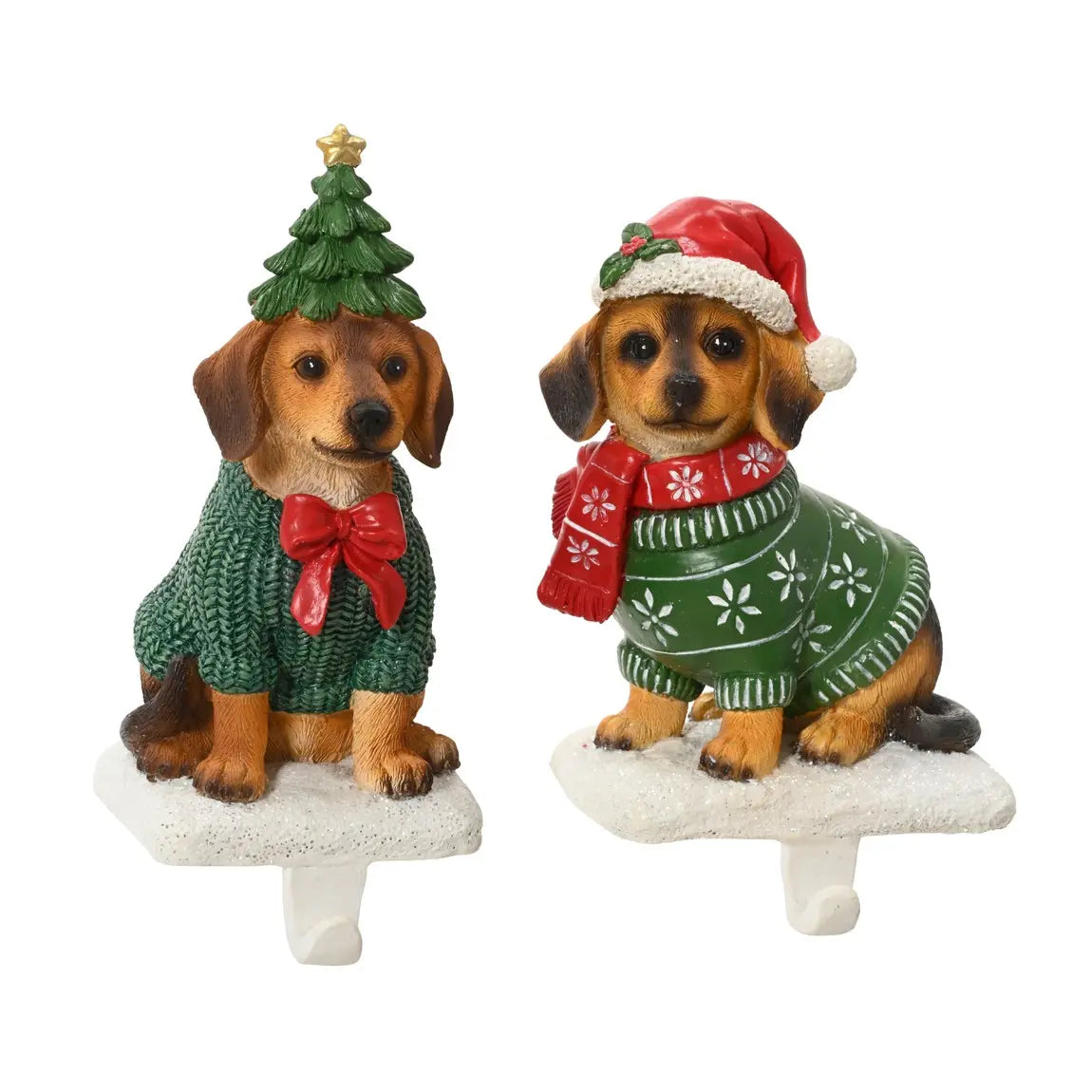 Gancio per calza natalizia con cane in resina 8,5 × 11 × H16,5 cm – 1 pezzo assortito