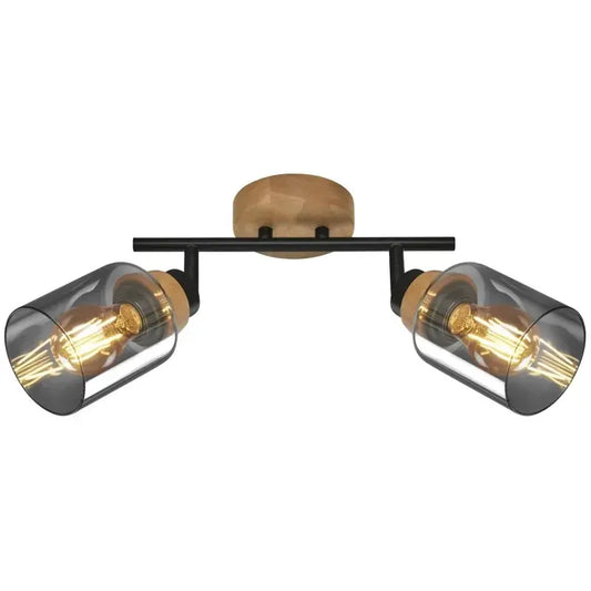 Faretto Spot Hema 2 Luci E27 28 cm nero smoke orientabile