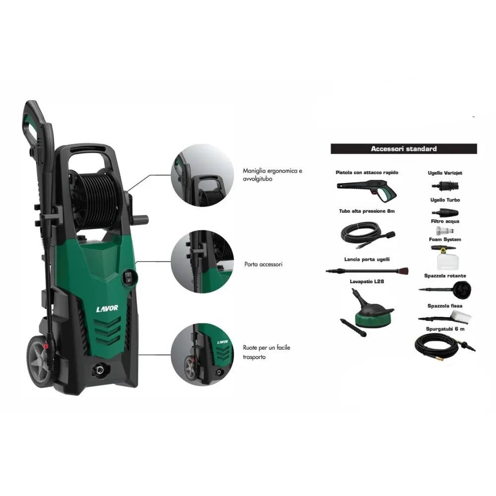 Idropulitrice ad alta pressione Lavor Planet 180 Extra 2500W - 31x29x80 cm