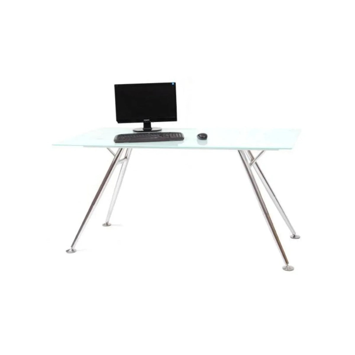 White desk with tempered glass top 150x80x76h cm