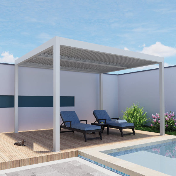 Bioklimatische Pergola Atena mit Holzeffekt 3 x 4 x H 2,5 m