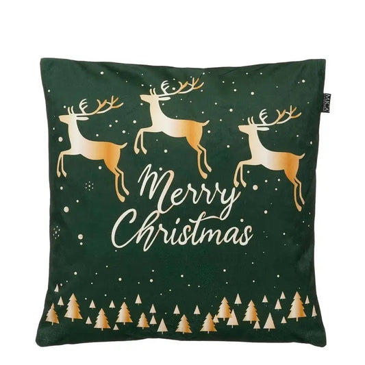 Cuscino natalizio verde con renne e scritta Merry Xmas 45 × 45 × 16 cm