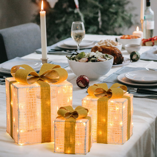 Set 3 pacchi regalo 3D H25x20x15cm 120 LED