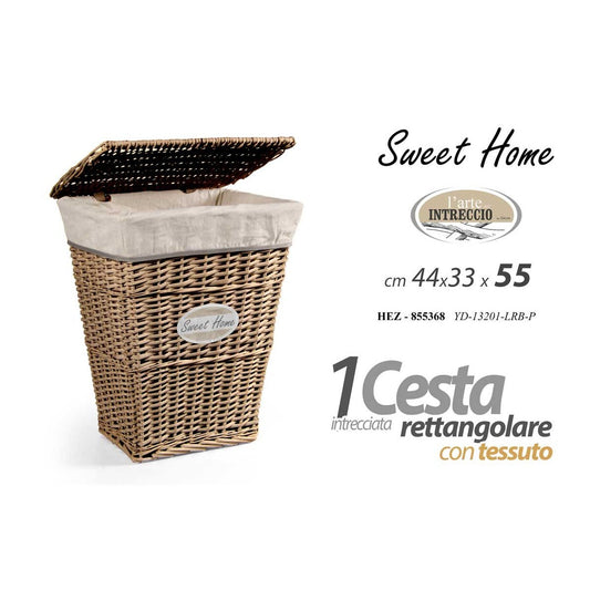 Cesta intrecciata rettangolare cm 44x33x55 h