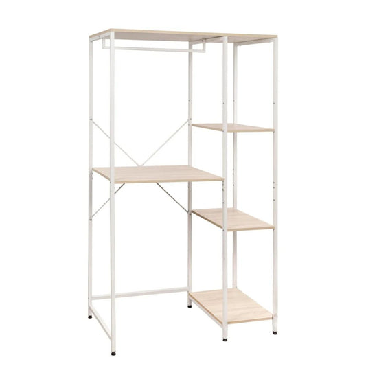 Mobile lavatrice Janet 4 ripiani metallo bianco/legno naturale  100x60x177 cm