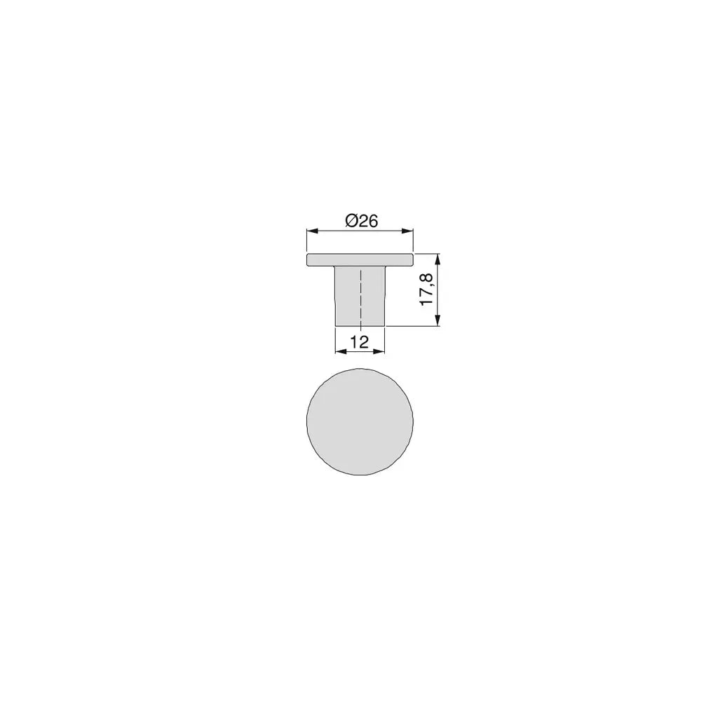 Pomo para mueble Bucarest D26 mm, Zamak, Níquel satinado