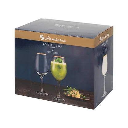 Set 6 calici Amber con bordo oro da 46 cl