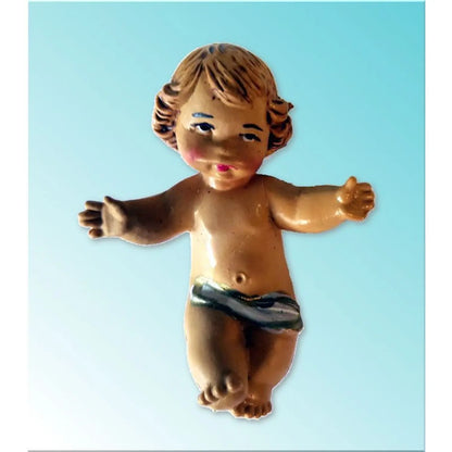 Gesù Bambino per presepe in plastica effetto legno 4 cm