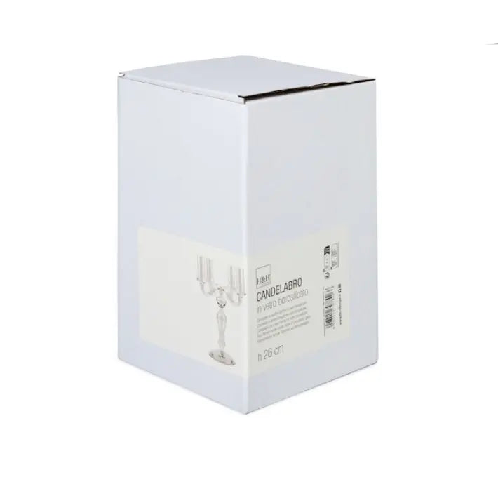 Candeliere in vetro trasparente a 4 fiamme h 26.5 cm