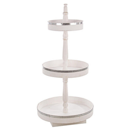 Espositore legno bianco 3 piani tondo cm 50 x 50 x 102