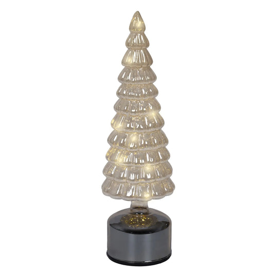 Albero di Natale in vetro ambra con LED girevole H34 cm