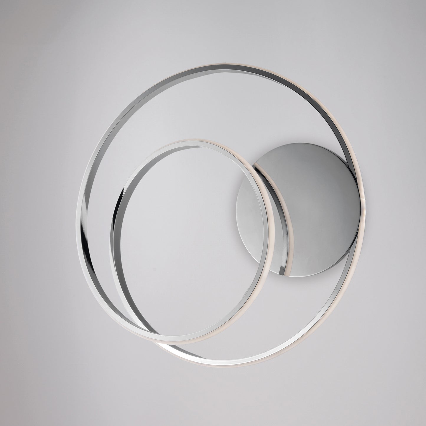 Plafoniera in metallo e alluminio cromo lucido con led integrato H.12 - Ø40