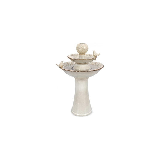 Bizzotto fountain with led and Niky birds beige 40.5 x 40.5 x 68 h cm
