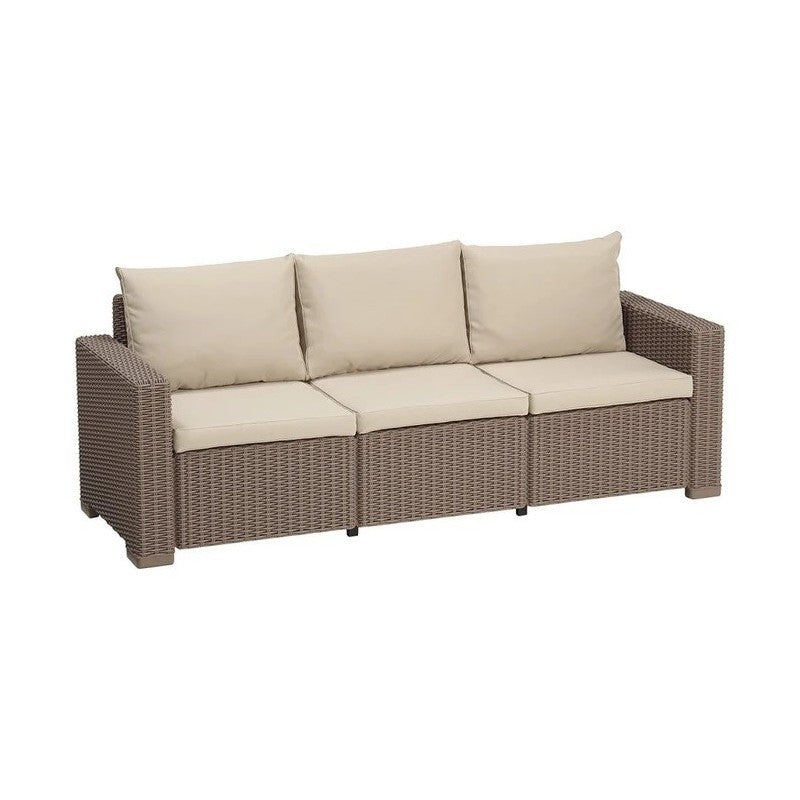 California Cappuccino 3-Seater Sofa - Dimensions: 198x68x71.5 cm