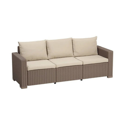 California Cappuccino 3-Seater Sofa - Dimensions: 198x68x71.5 cm