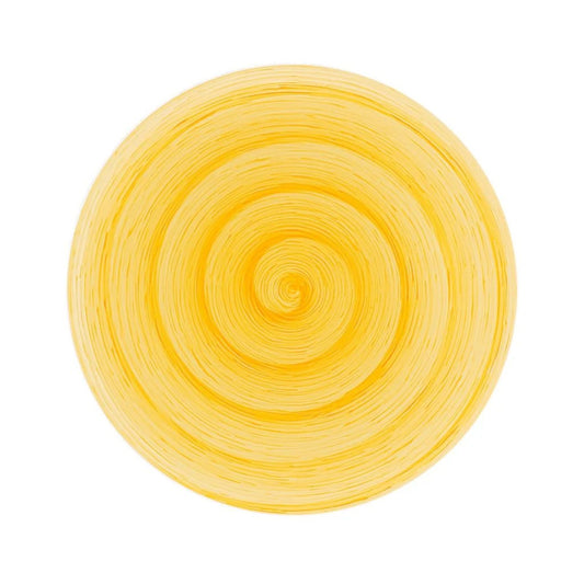 Gelber Memento Table-Essteller aus handbemalter Keramik, Ø 27,5 cm
