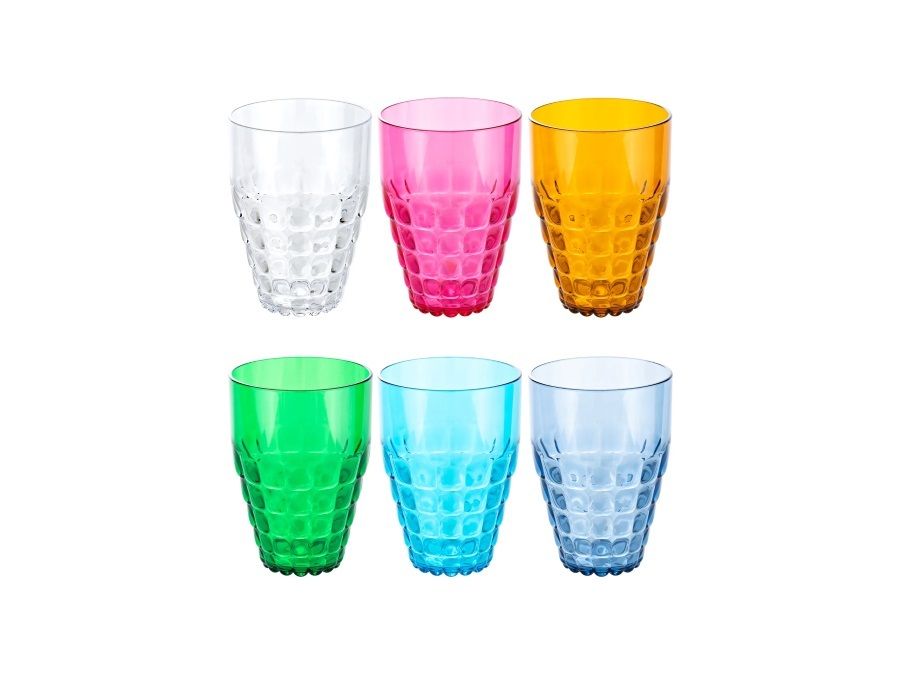 Set mit 6 hohen Tiffany-Gläsern in verschiedenen Farben, Ø9 H13cm