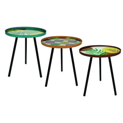 Tavolino tondo Shanti in colori assortiti terracotta, ottanio, senape Ø35xH40 cm