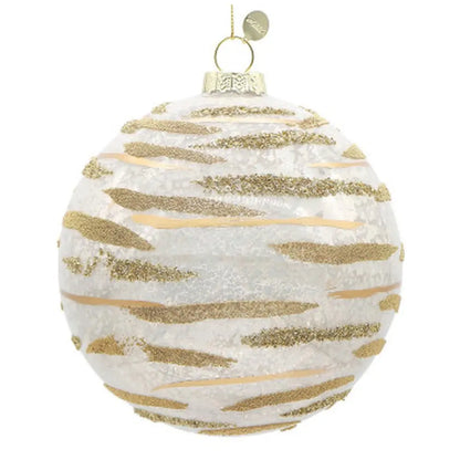 Sfera decorativa Streaks in vetro bianco Ø15 cm