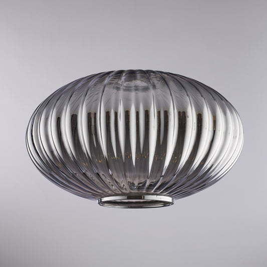 diffusore in vetro soffiato grigio specchiato con decoro rigatura in rilievo H.18 - Ø30