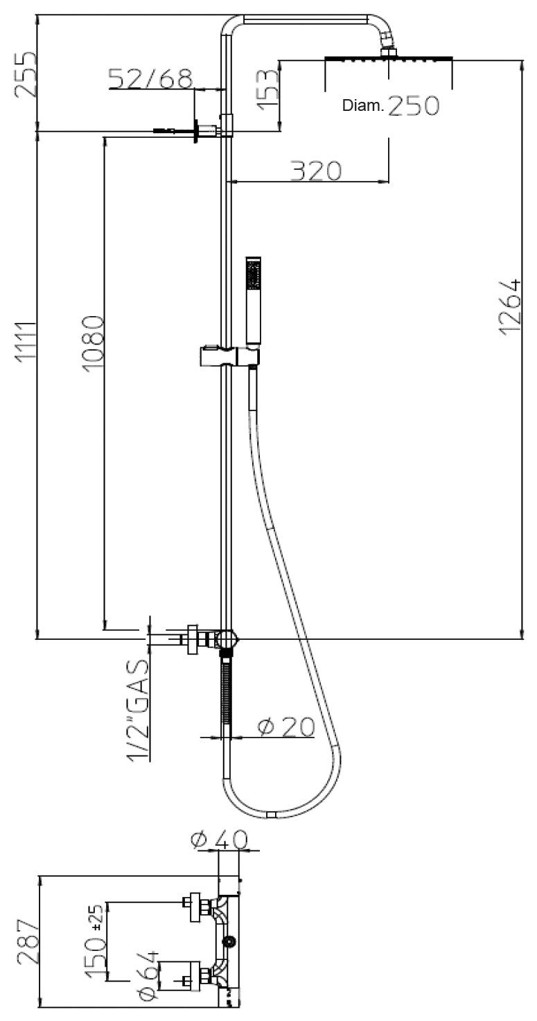 Colonna doccia Tetis L10146 cromo