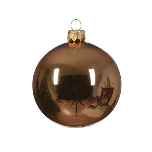 Set 6 palline di Natale in vetro rame lucido Ø6 cm