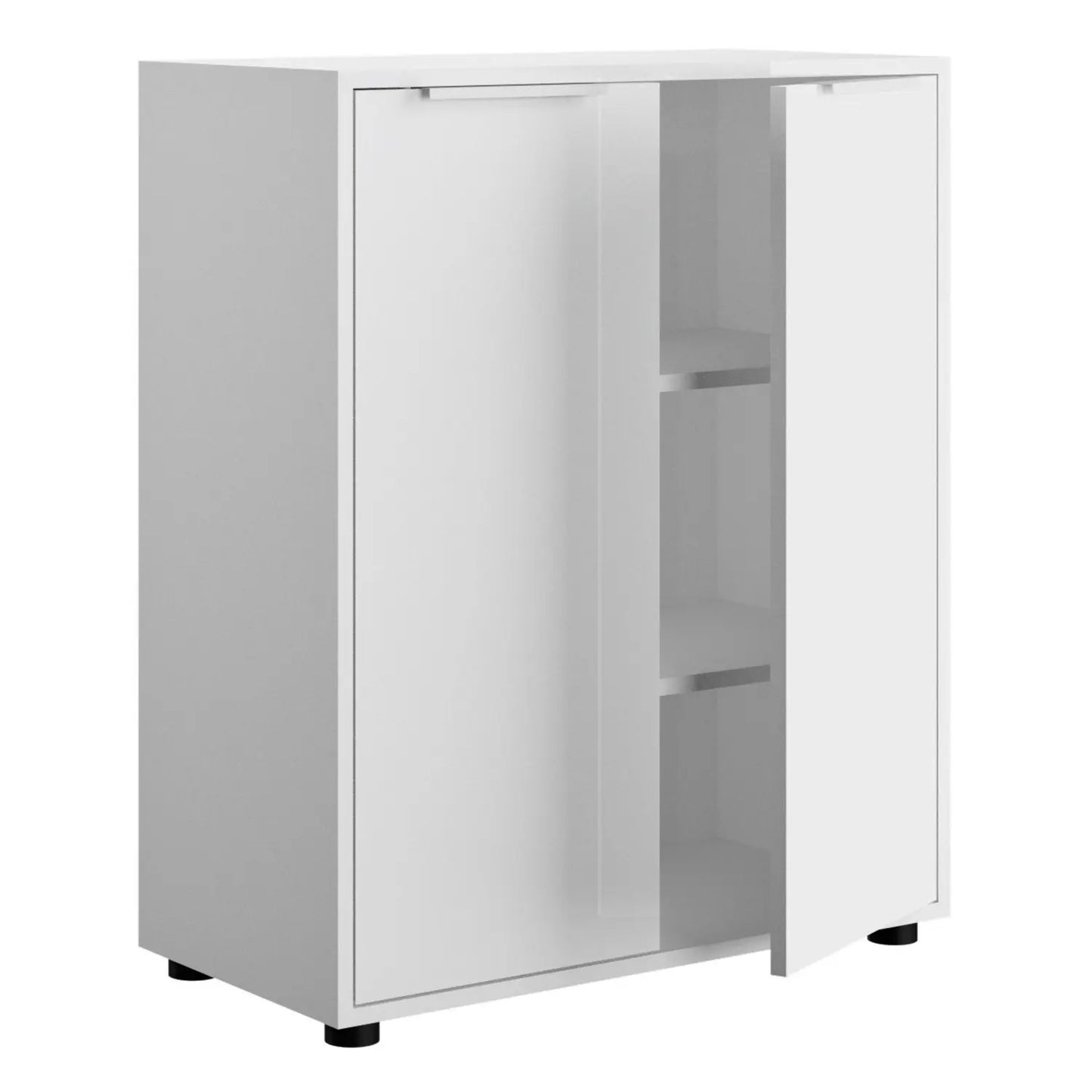 Glänzend weißer 2-türiger Schrank 72x35x87h cm