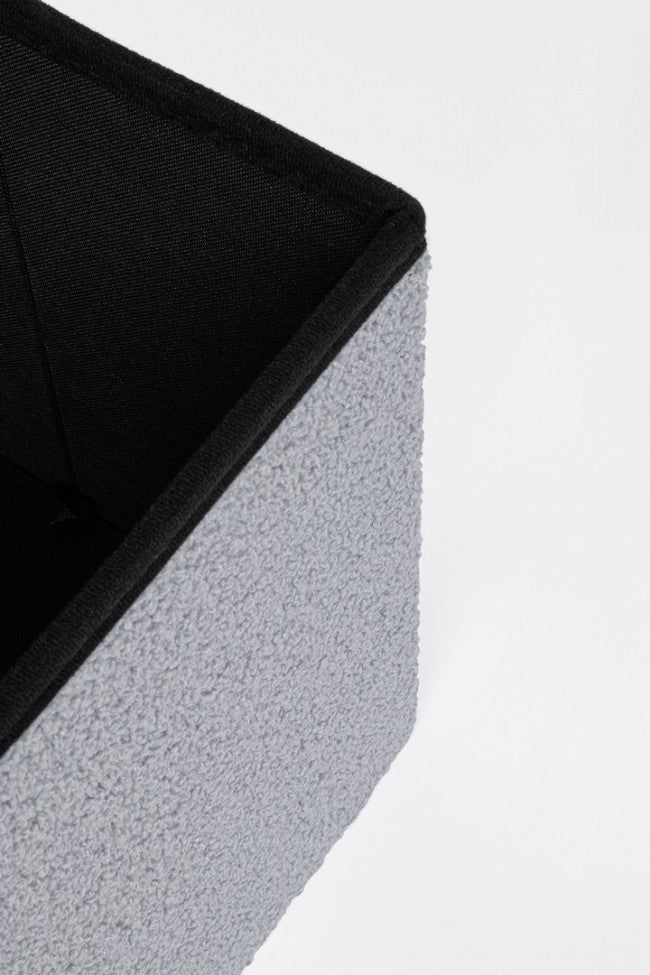 2x Pouf grigio boucle 76x38x38