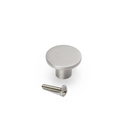 Pomo para mueble Bucarest D26 mm, Zamak, Níquel satinado