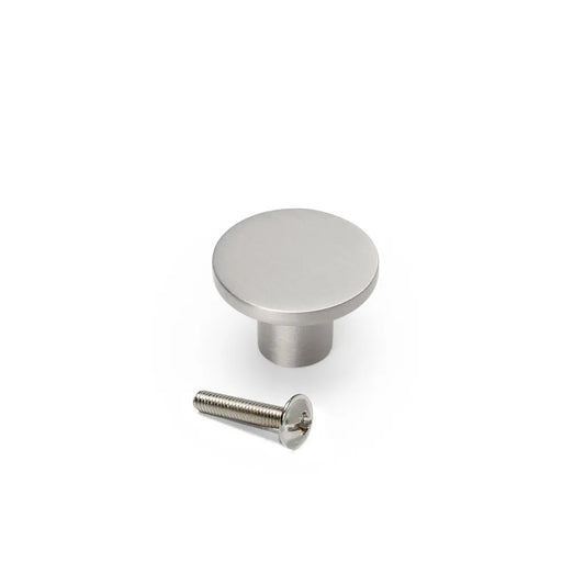 Pomo para mueble Bucarest D26 mm, Zamak, Níquel satinado