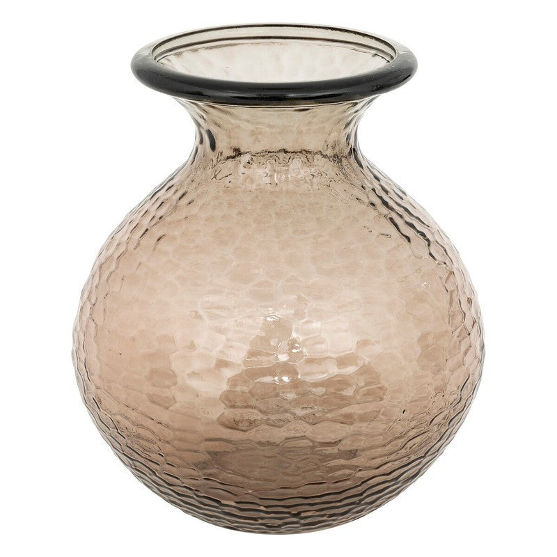 Jarrón de vidrio martillado Alric marrón Al. 33 cm
