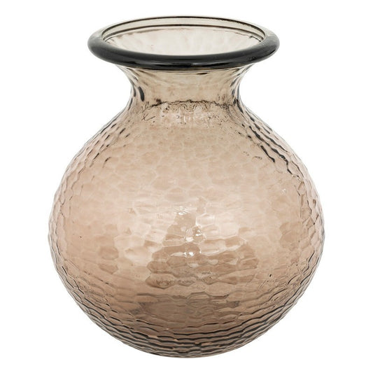 Jarrón de vidrio martillado Alric marrón Al. 33 cm