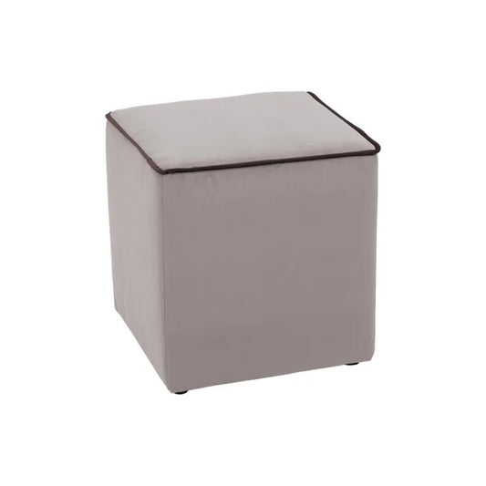 Zeno-Hocker aus taubengrauem Samt – brauner Rand