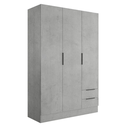 Wardrobe 3 doors + 2 drawers 120x50 cm concrete