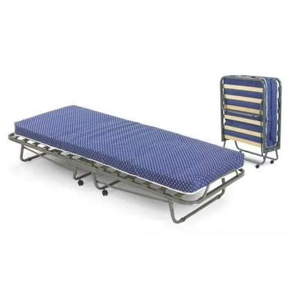 Letto pieghevole 80x200 cm in tubo quadro antracite con materasso h10 cm e copribranda