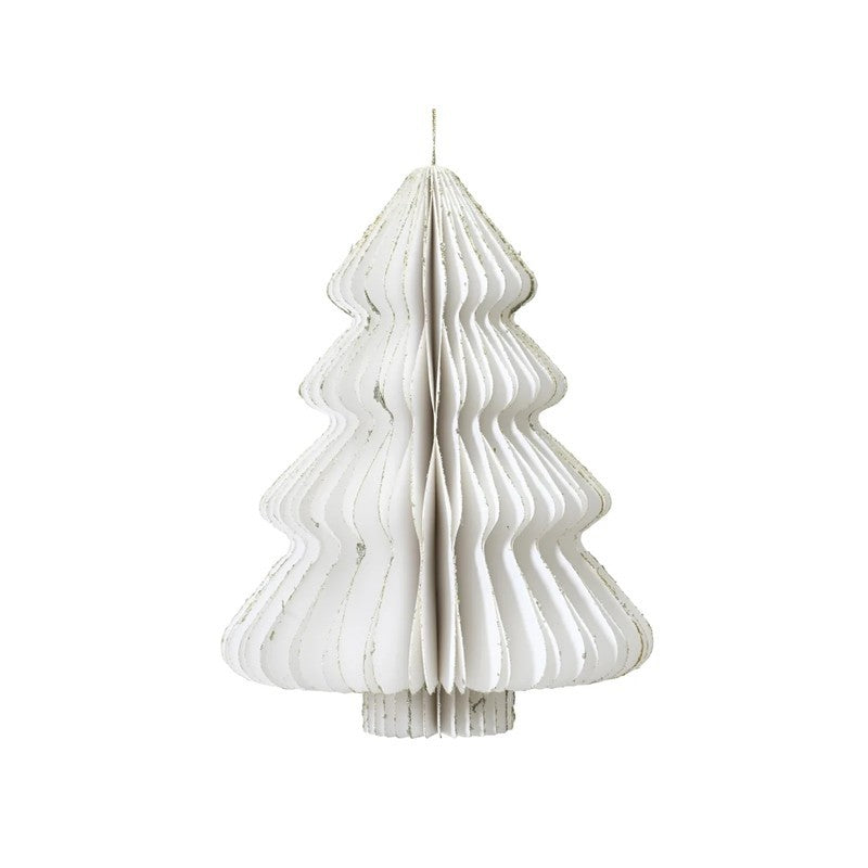 Albero di natale decorativo in carta bianca Ø30 × H40 cm