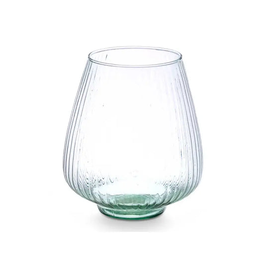 Gerippte Vase aus recyceltem Glas Ø22x26h