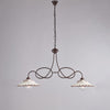 Lampadario nero ruggine, ceramica bianco marrone, 2 luci, L.98x30 cm