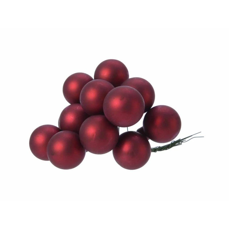 Box 144 grappoli di sfere natalizie in vetro bordeaux opaco Ø2 cm