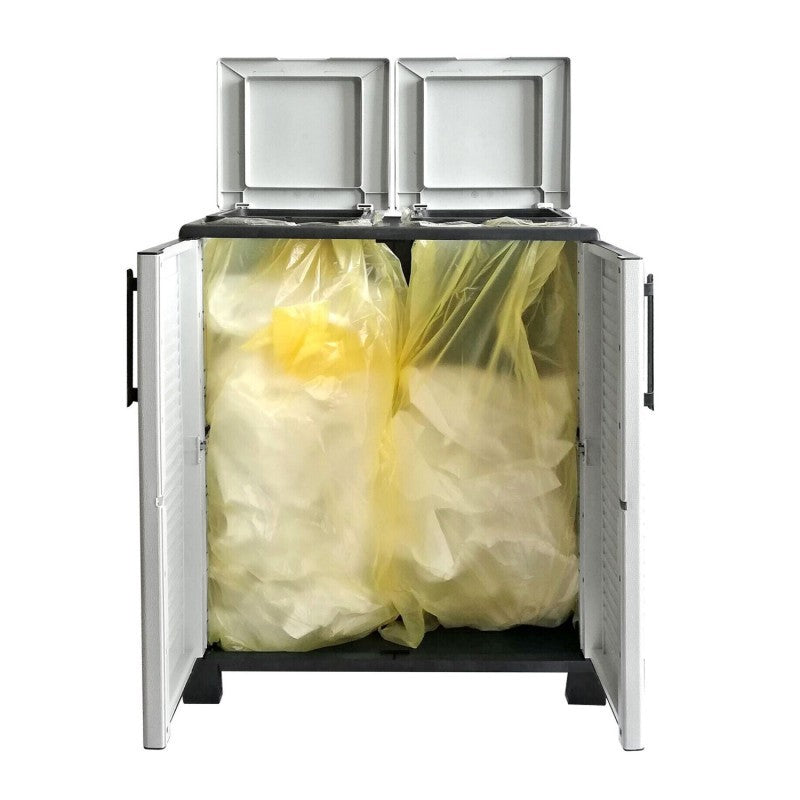 Mobile per raccolta differenziata 2 Posti grigio cm 68x37x90 h