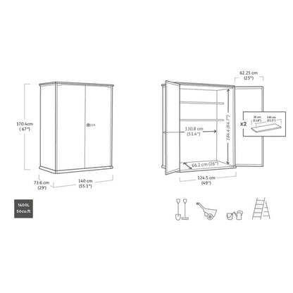 Capanno Keter Cortina alto 1400l grigio cm 140x73,6x170,4 h