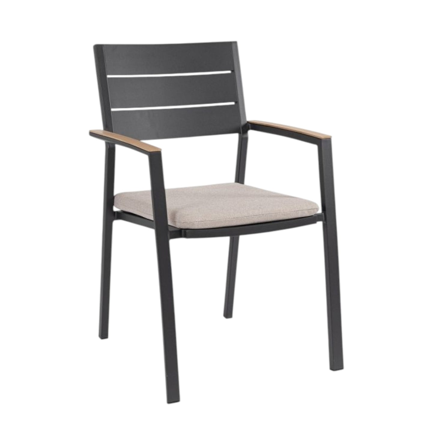 Anthrazitfarbener Zelmar-Stuhl mit Armlehnen 58,5 x 55,5 x 90 cm