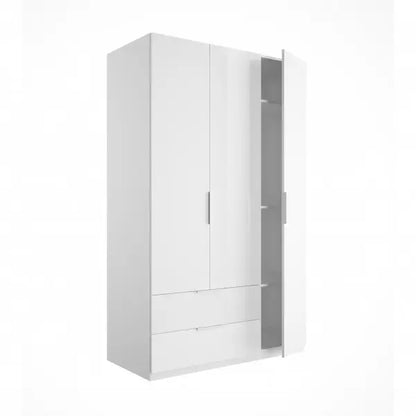 Kleiderschrank 3 Türen und 2 Schubladen 122x58 cm weiß