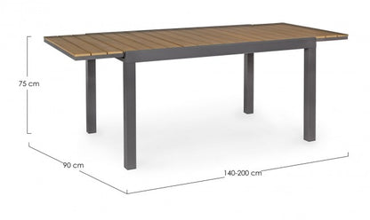 Tavolo allungabile in alluminio Elias 140-200x90 cm
