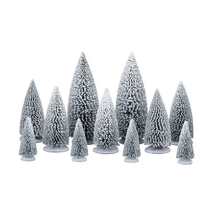 Set 11 alberi di pino innevati per villaggio natalizio