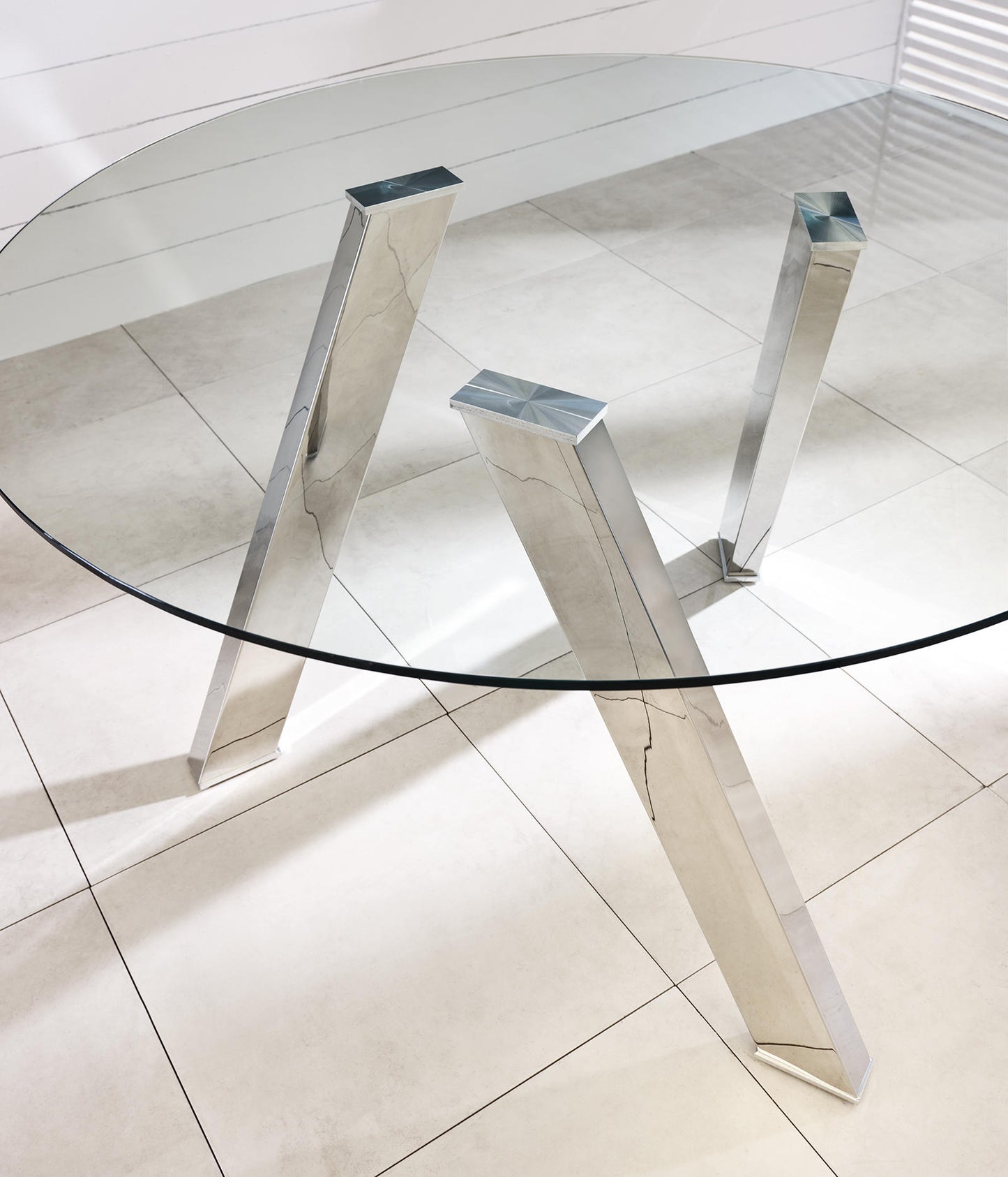 Tavolo fisso in vetro temperato trasparente 120x75h cm