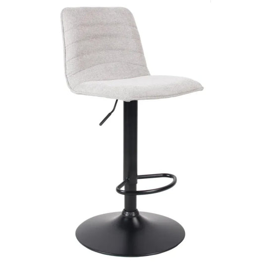 Sgabello Charlie in tessuto tortora chiaro con base nera