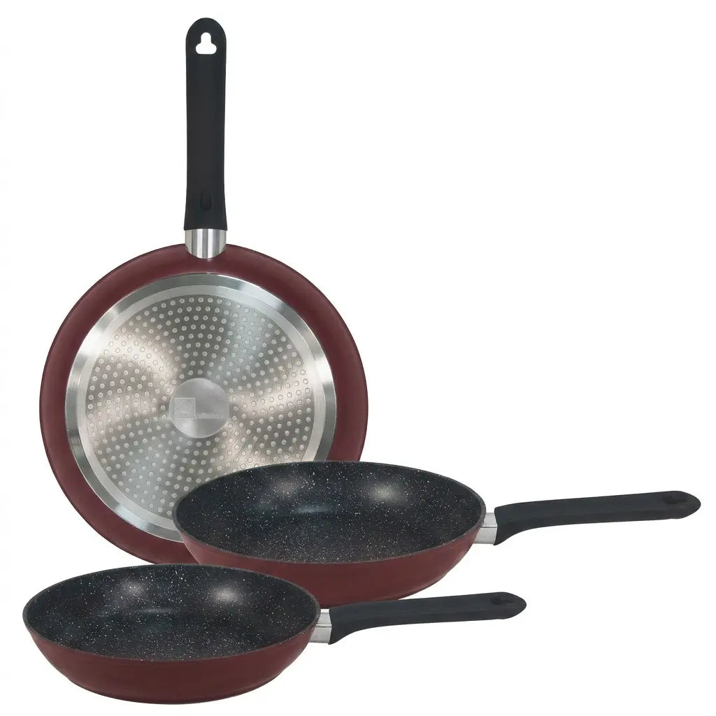 Set 3 padelle Glow Red con fondo induzione