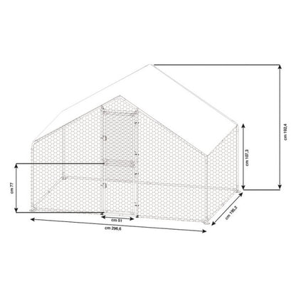 Jaula para pollos de acero galvanizado 2 x 3 x H 2 m